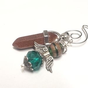 Handmade Guardian Angel & Sandstone Healing Stone Charm or Home Decor Hanger